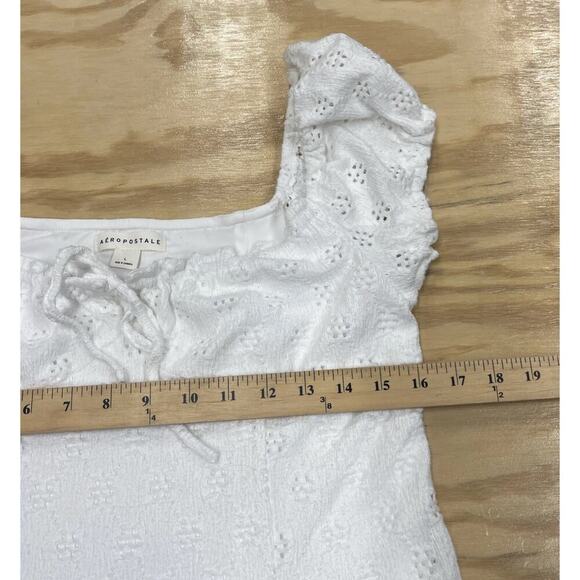 Aeropostale Milkmaid Babydoll Y2K Mini Dress White Size L Coquette Feminine - Picture 10 of 11